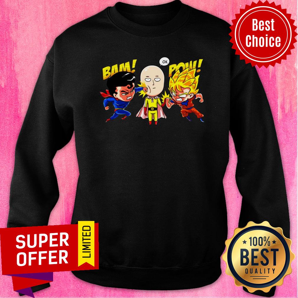 Nice Saitama Vs Superman And Goku Shirt - Image 4