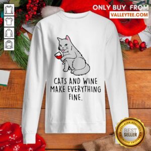 Alternative view of Sweet Cats And Wine Make Everything Fine Shirt