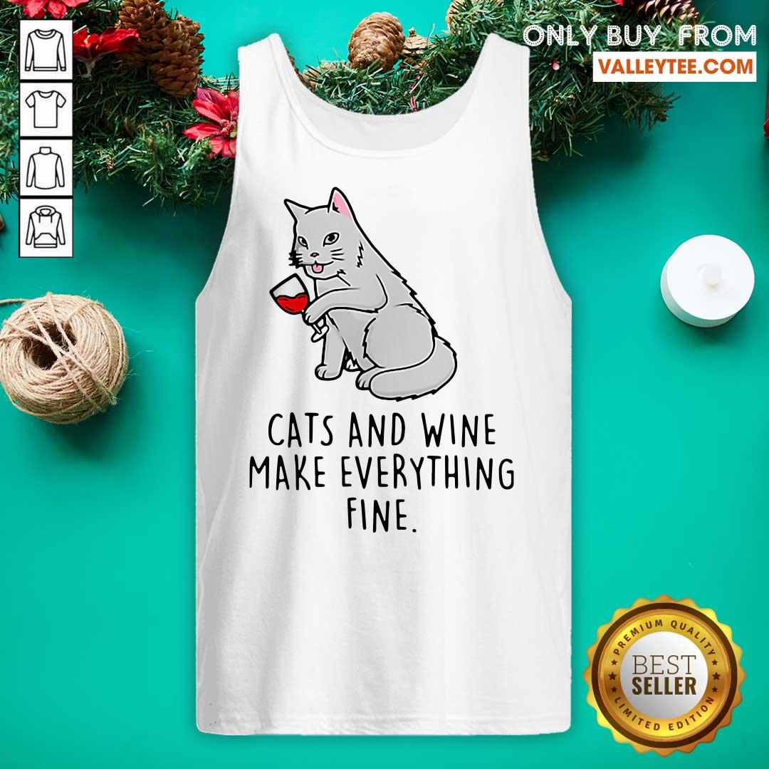 Sweet Cats And Wine Make Everything Fine Shirt - Image 5