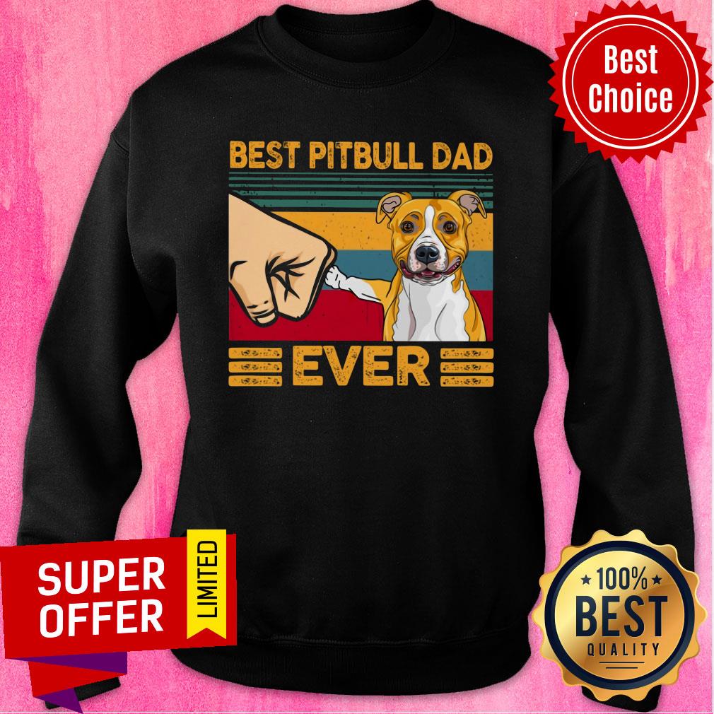 Best Pitbull Dad Ever Vintage Retro Shirt - Image 4