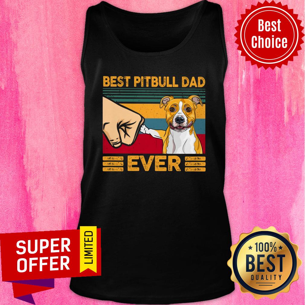 Best Pitbull Dad Ever Vintage Retro Shirt - Image 3