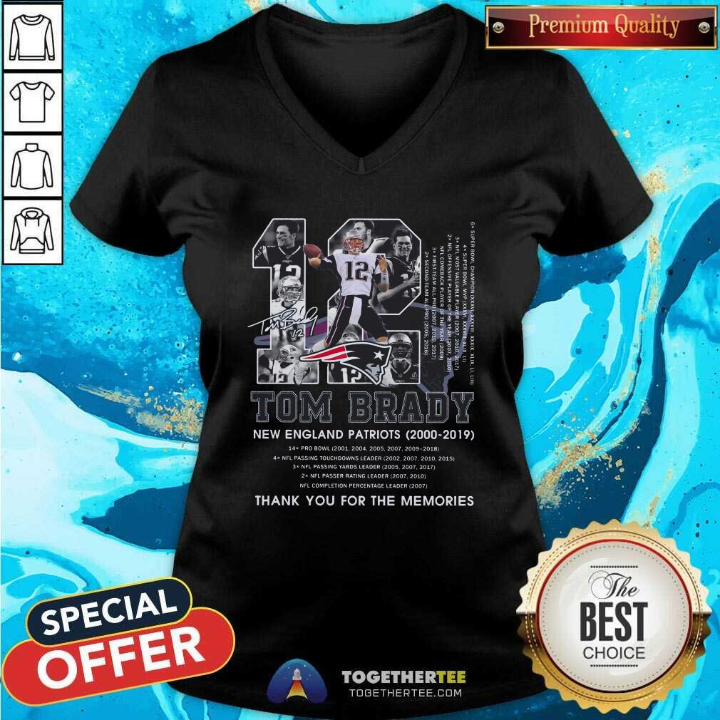 Hot 12 Tom Brady New England Patriots 2000 2019 Thank You For The Memories Signature Shirt - Image 3