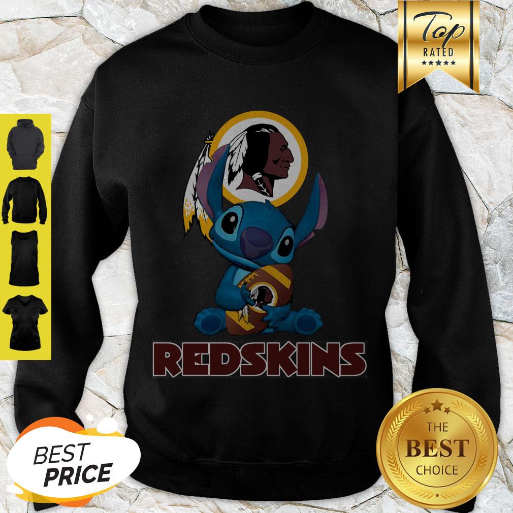Nice Disney Stitch Hug Washington Redskins Logo Shirt - Image 3