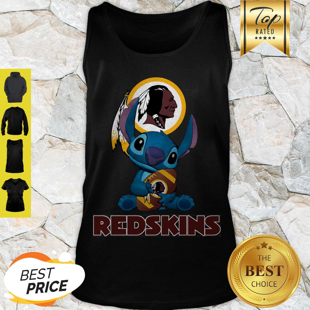 Nice Disney Stitch Hug Washington Redskins Logo Shirt - Image 4