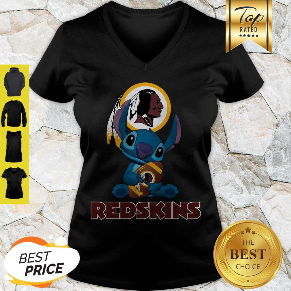 Nice Disney Stitch Hug Washington Redskins Logo Shirt - Image 5