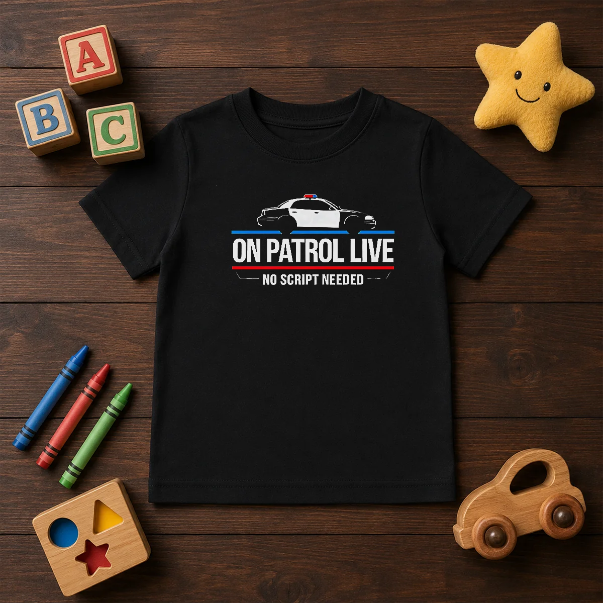 Awesome On Patrol Live Apparel Police Car No Script Needed Shirt - Image 9