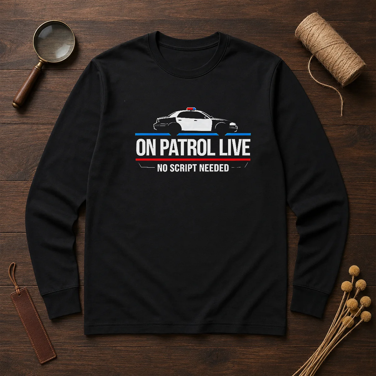 Awesome On Patrol Live Apparel Police Car No Script Needed Shirt - Image 6