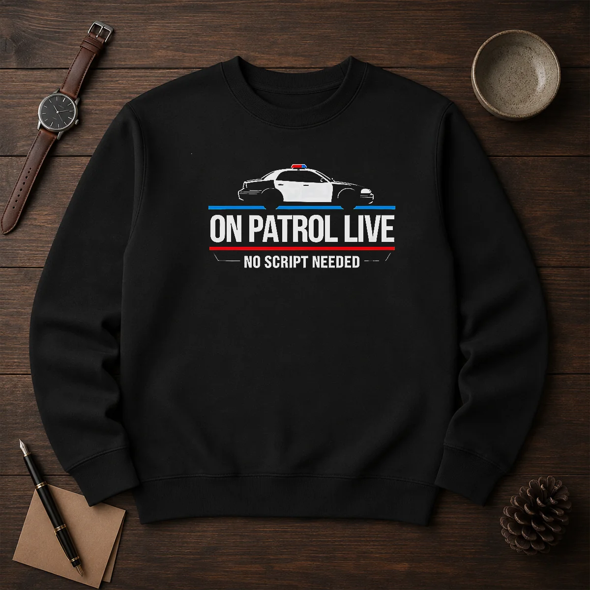 Awesome On Patrol Live Apparel Police Car No Script Needed Shirt - Image 7