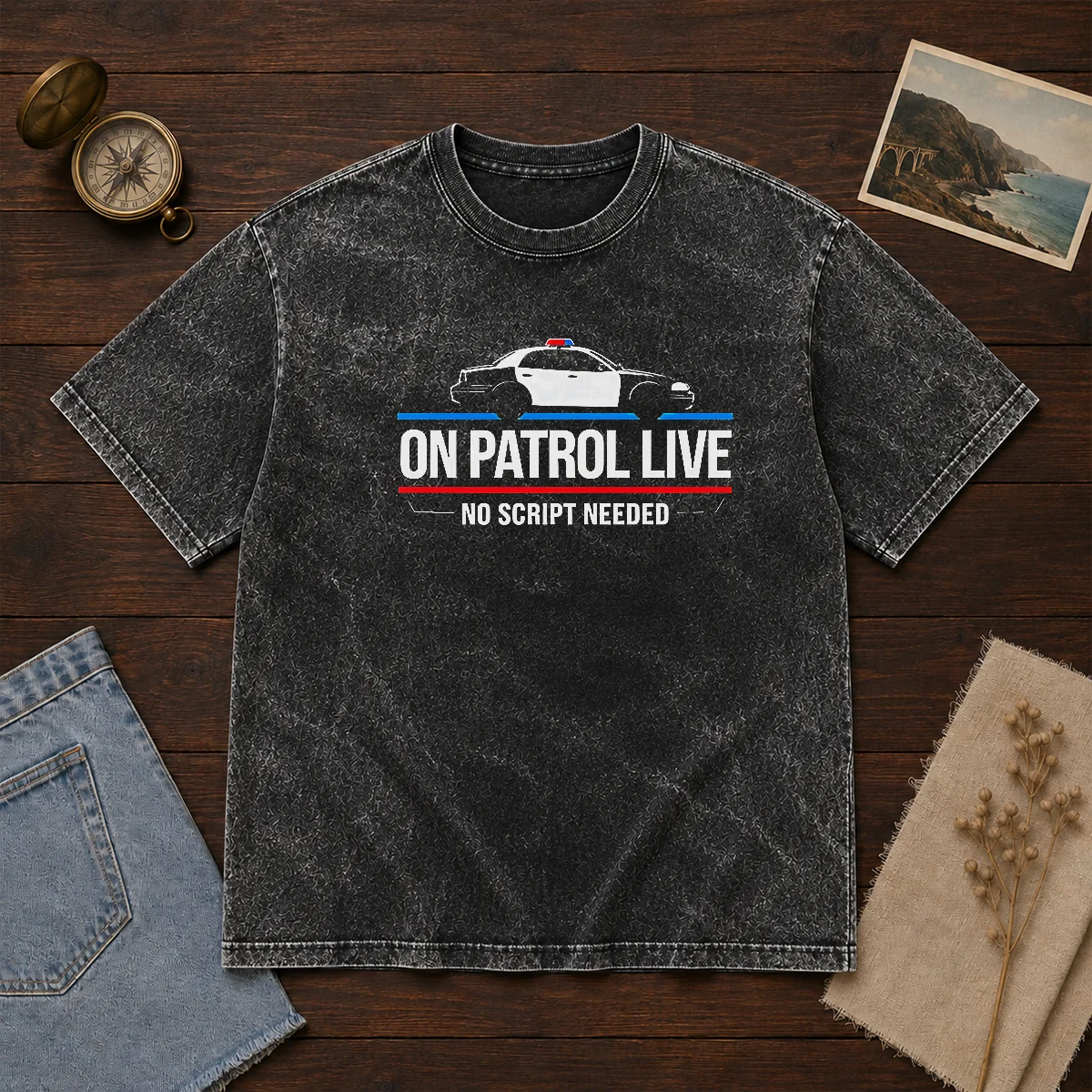 Awesome On Patrol Live Apparel Police Car No Script Needed Shirt - Image 8