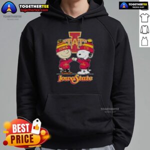 Alternative view of Hot Charlie Brown Fist Bump Snoopy X Iowa State Cyclones Football T-Shirt