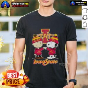 Hot Charlie Brown Fist Bump Snoopy X Iowa State Cyclones Football T-Shirt