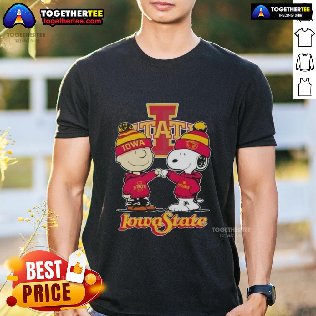 Hot Charlie Brown Fist Bump Snoopy X Iowa State Cyclones Football T-Shirt