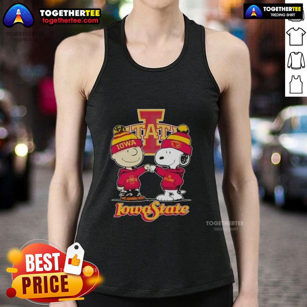 Hot Charlie Brown Fist Bump Snoopy X Iowa State Cyclones Football T-Shirt - Image 4