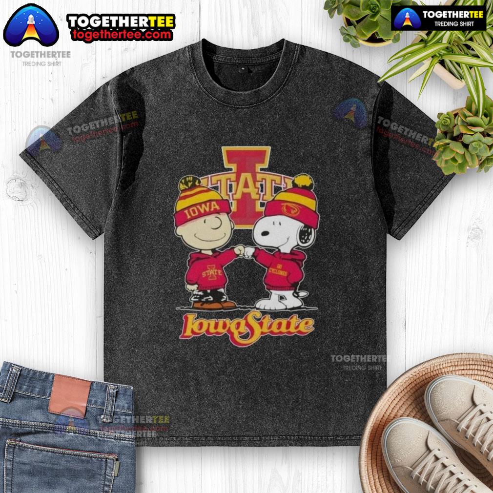 Hot Charlie Brown Fist Bump Snoopy X Iowa State Cyclones Football T-Shirt - Image 6