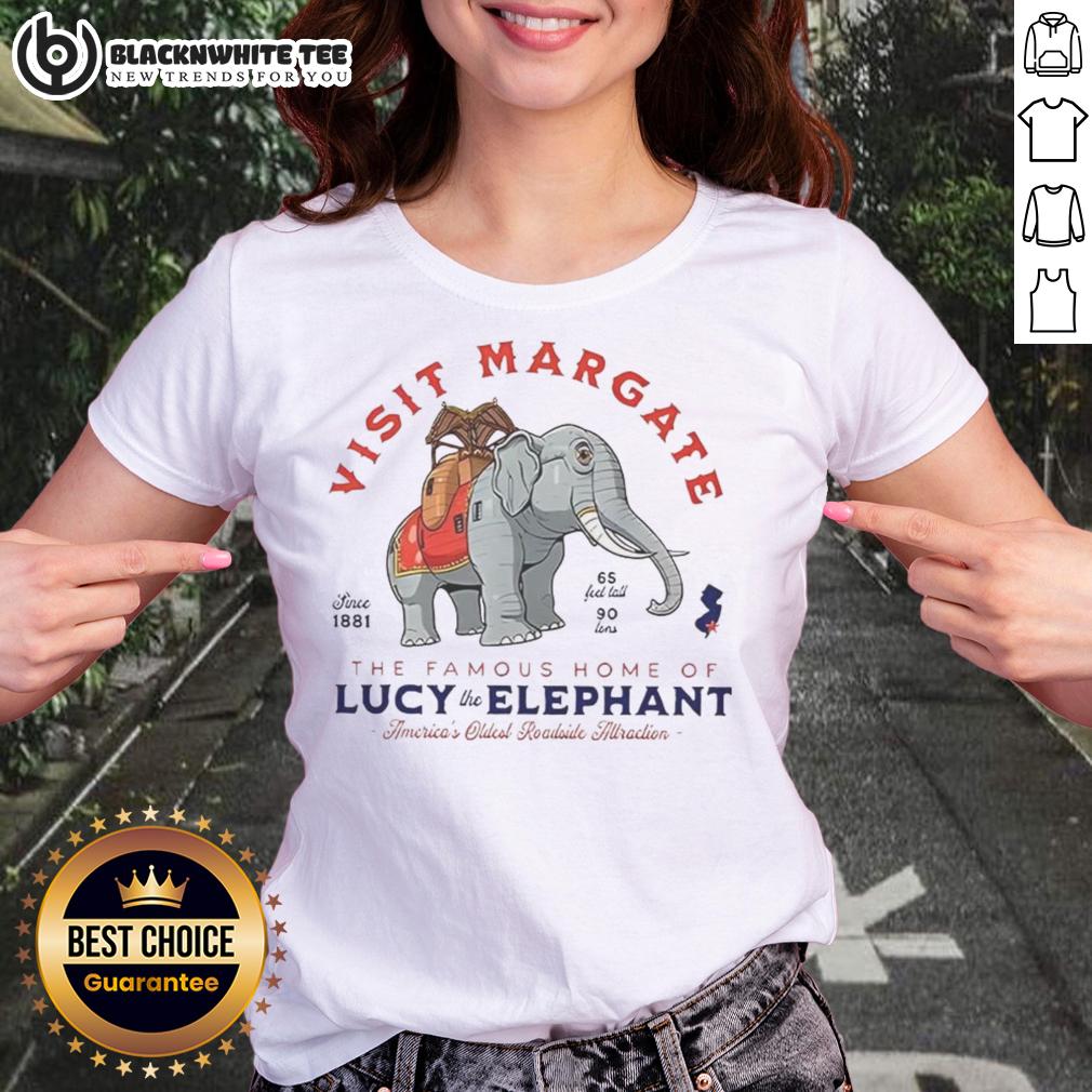 Top Visit Margate The Famous Home Of Lucy The Elephant America’s Oldest Roadside Attraction T-Shirt - Image 3