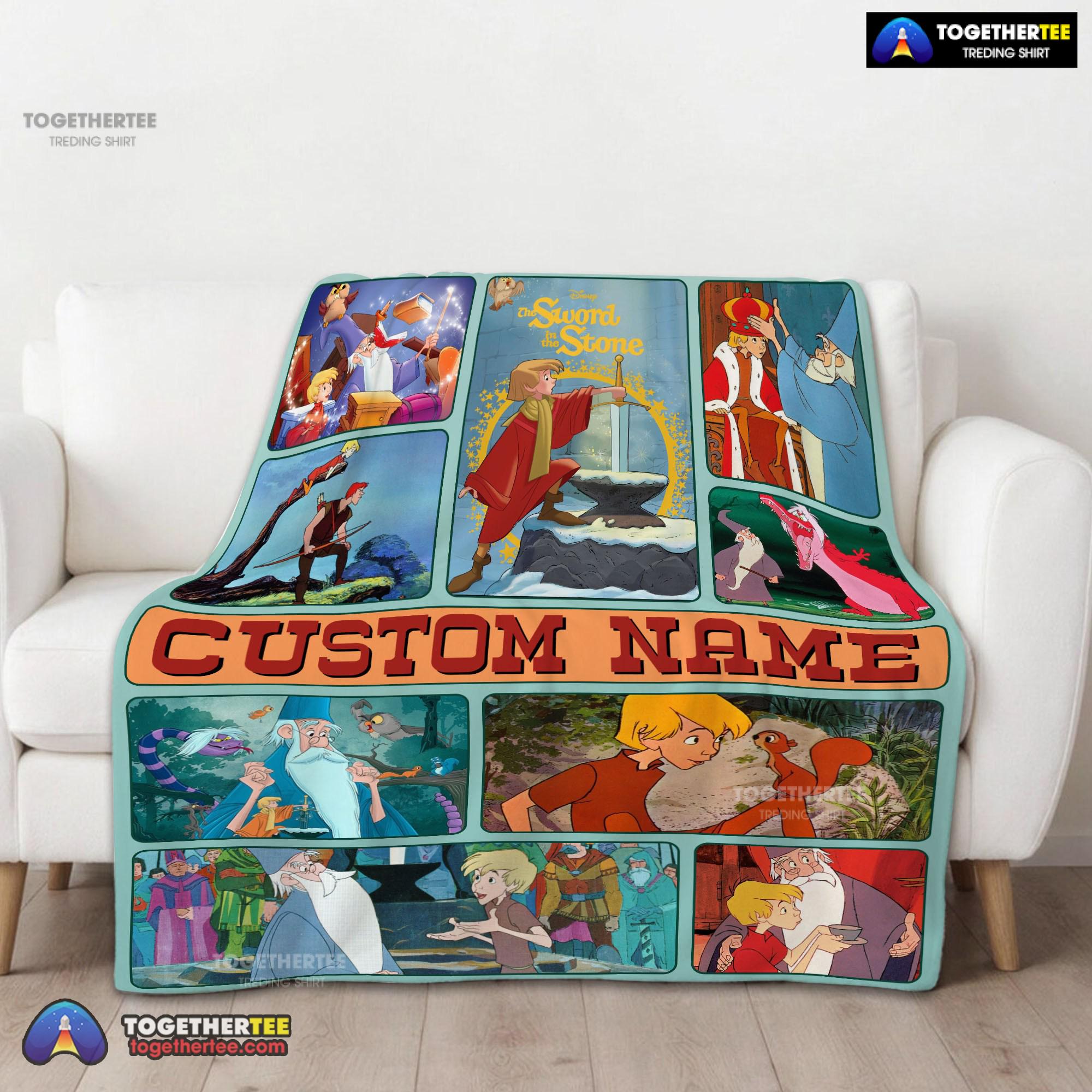 Official The Sword In The Stone Magical Journey Collage Blanket Fleece Customized Blanket - Image 2