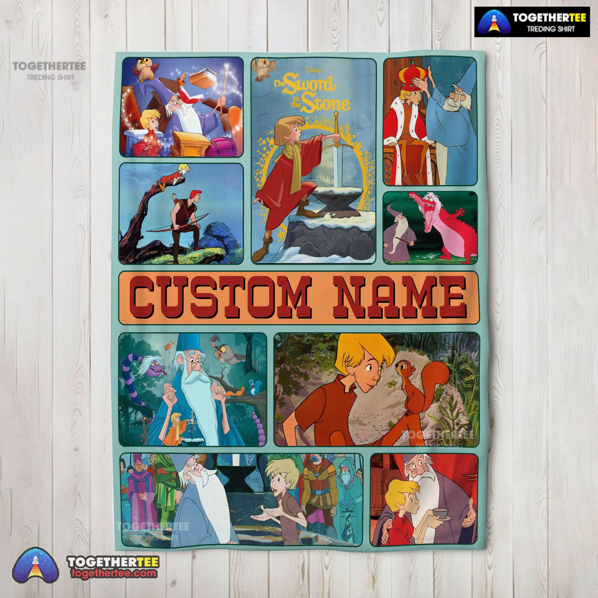Official The Sword In The Stone Magical Journey Collage Blanket Fleece Customized Blanket