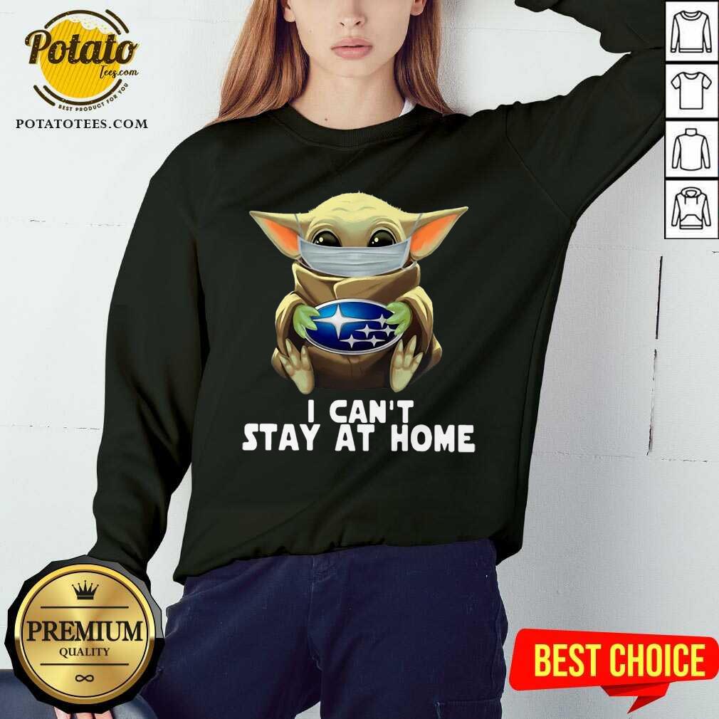 Pretty Star Wars Baby Yoda Mask Hug Subaru I Can’t Stay At Home Shirt - Image 4