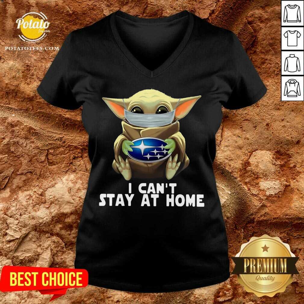 Pretty Star Wars Baby Yoda Mask Hug Subaru I Can’t Stay At Home Shirt - Image 2