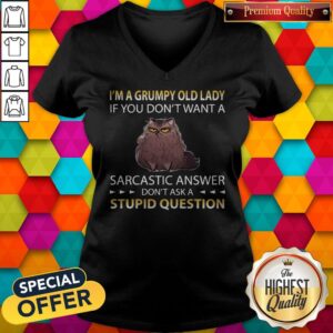 Alternative view of Cat I’m A Grumpy Old Lady If You Don’t Want A Sarcastic Answer Don’t Ask A Stupid Question Shirt