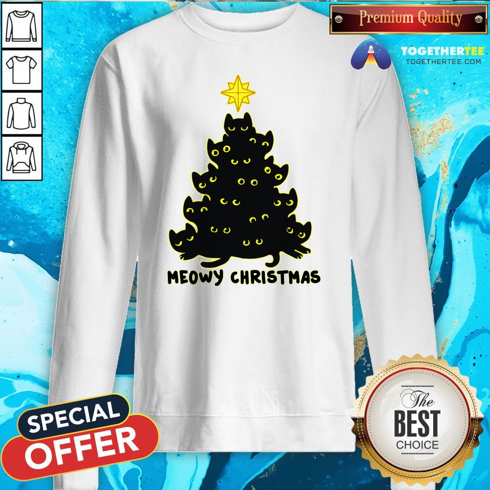 Cute Meowy Christmas Black Cat Shirt - Image 4