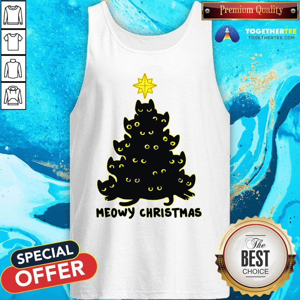 Cute Meowy Christmas Black Cat Shirt - Image 3