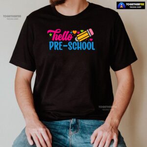 Alternative view of Hello Pre-school Preschool Student Pencil Colorful Hearts Back To School T-Shirt
