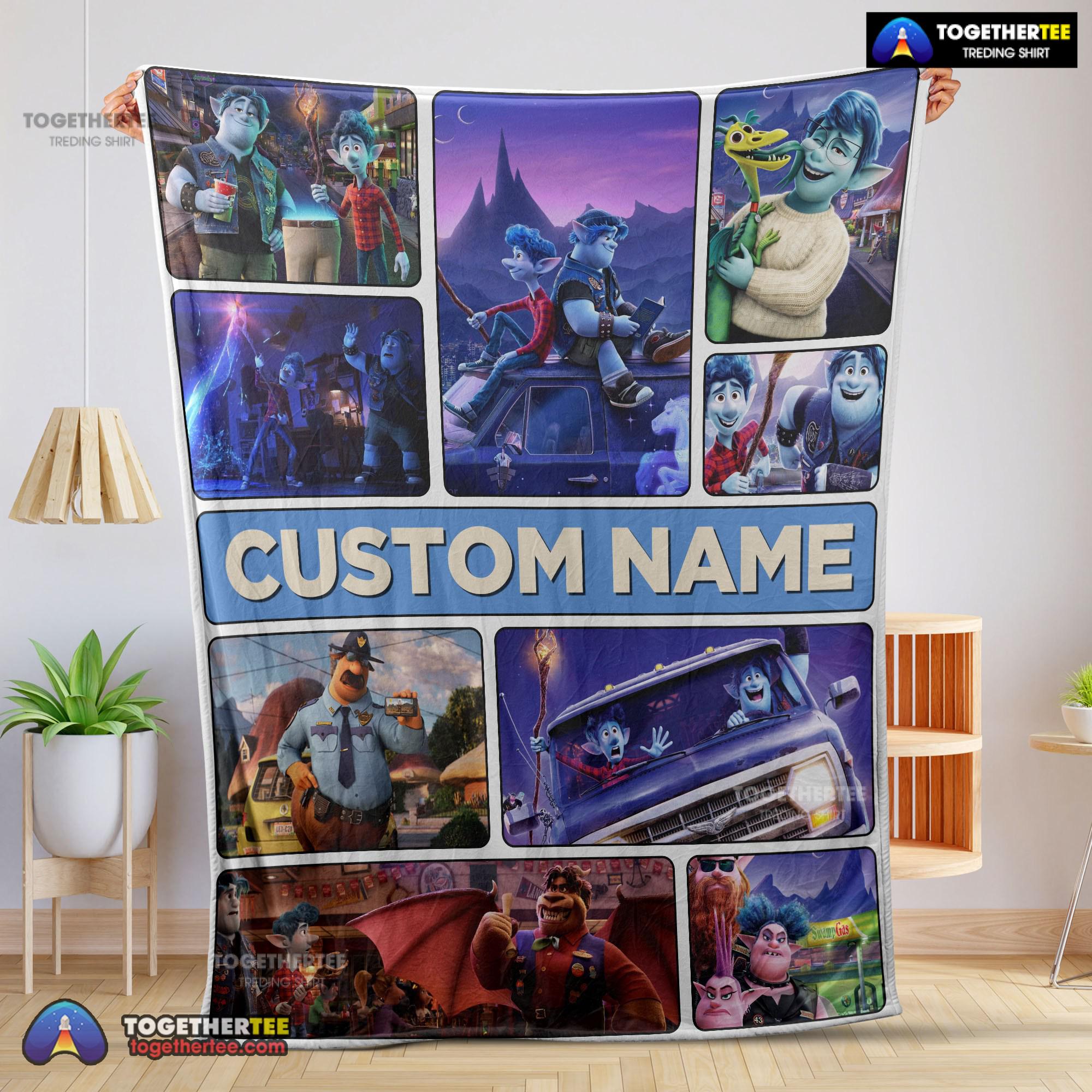 Official Disney Pixar Onward Magical Journey Collage Blanket Fleece Customized Blanket