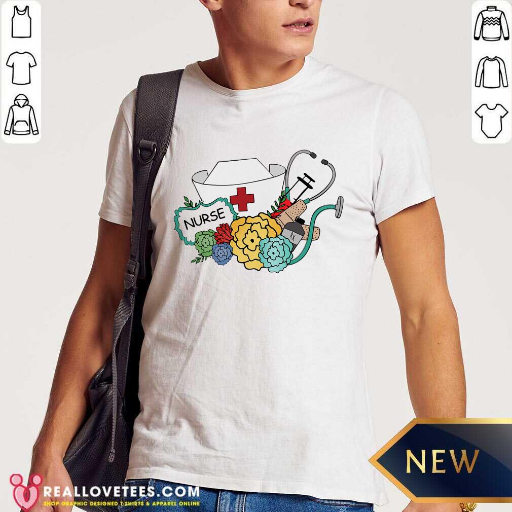 Nurse Needle Ear Piece Flower Shirt
