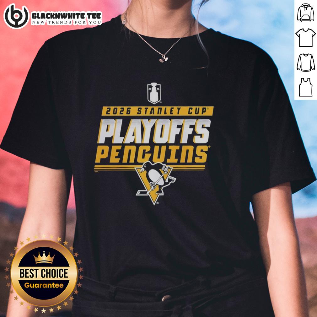 Top Pittsburgh Penguins Ice Hockey 2026 Stanley Cup Playoffs Logo T-Shirt - Image 3