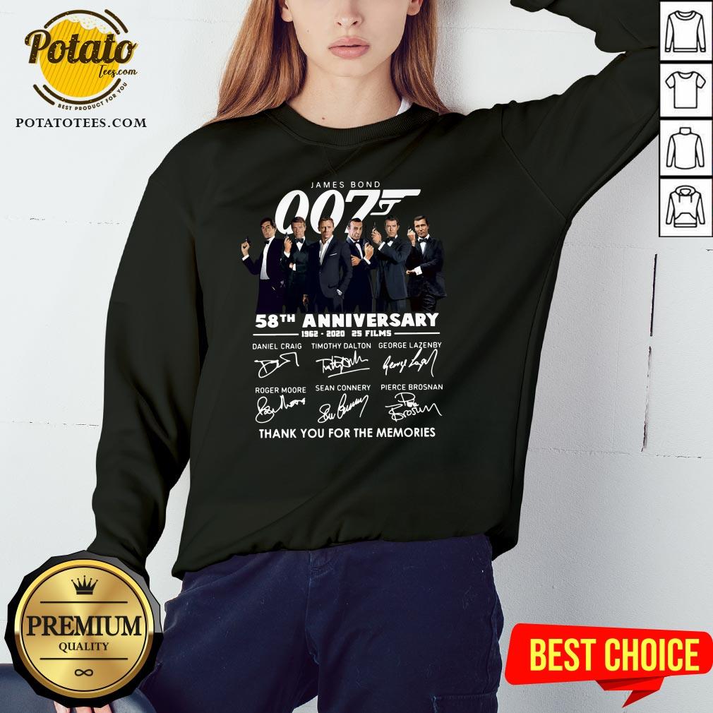 Official James Bond 007 58th Anniversary 1962 2020 2s Films Thank You For The Memories Signatures Shirt - Image 4