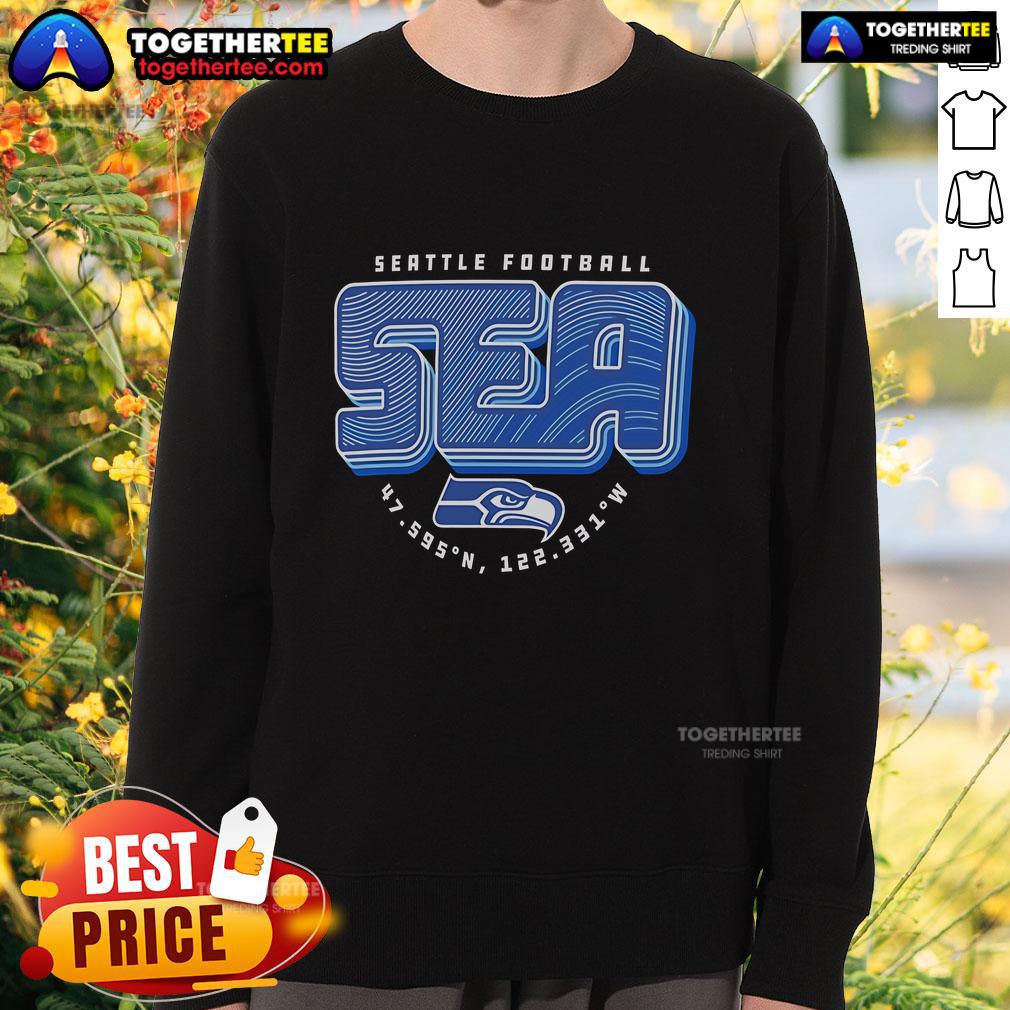 Official Seattle Seahawks Hometown Sea Geographic Coordinates T-Shirt - Image 5