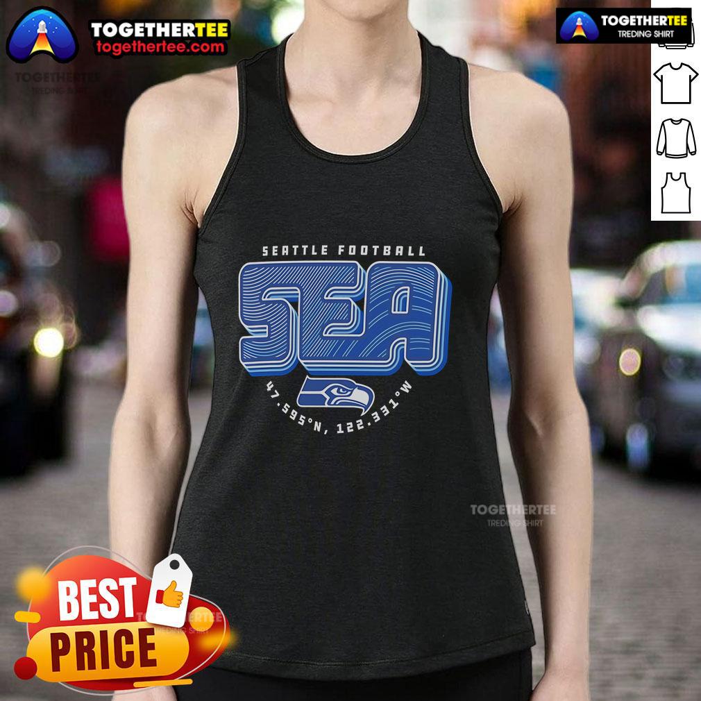 Official Seattle Seahawks Hometown Sea Geographic Coordinates T-Shirt - Image 4