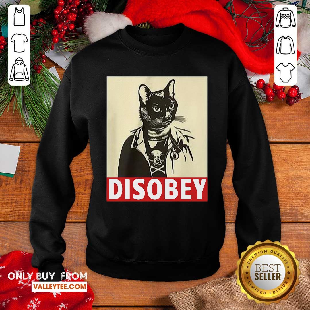 Funny Radical Cat Disobey Shirt - Image 2