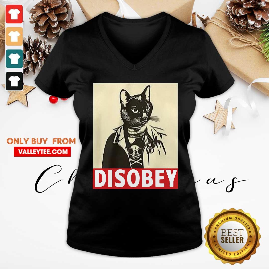 Funny Radical Cat Disobey Shirt - Image 4