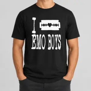Nice I Love Emo Boys Heart Razor Blade Shirt