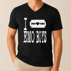 Alternative view of Nice I Love Emo Boys Heart Razor Blade Shirt