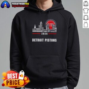 Alternative view of Pretty Detroit Pistons 2026 Greatest Of All Time Players City Skyline T-Shirt