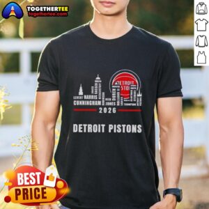 Pretty Detroit Pistons 2026 Greatest Of All Time Players City Skyline T-Shirt