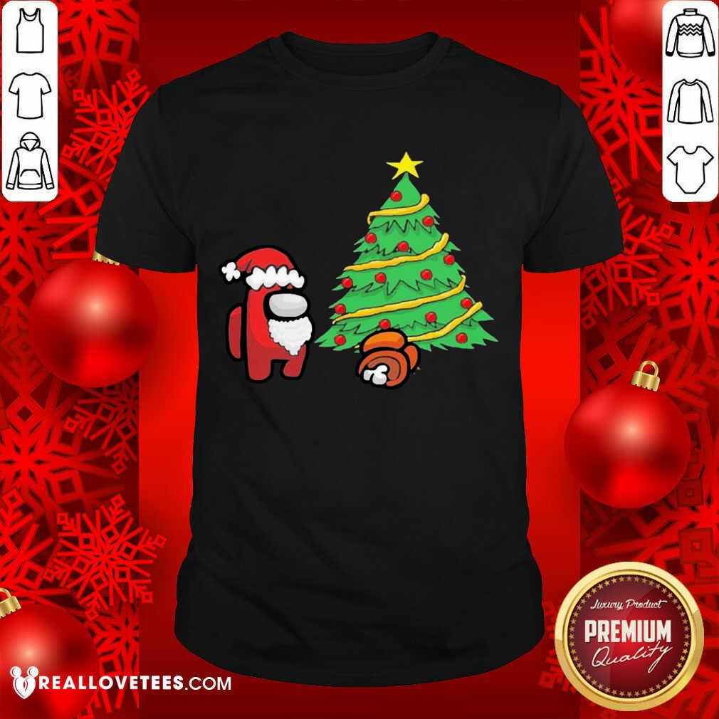 Pretty Among Us Hat Santa And Tree Pine Merry Christmas Shirt
