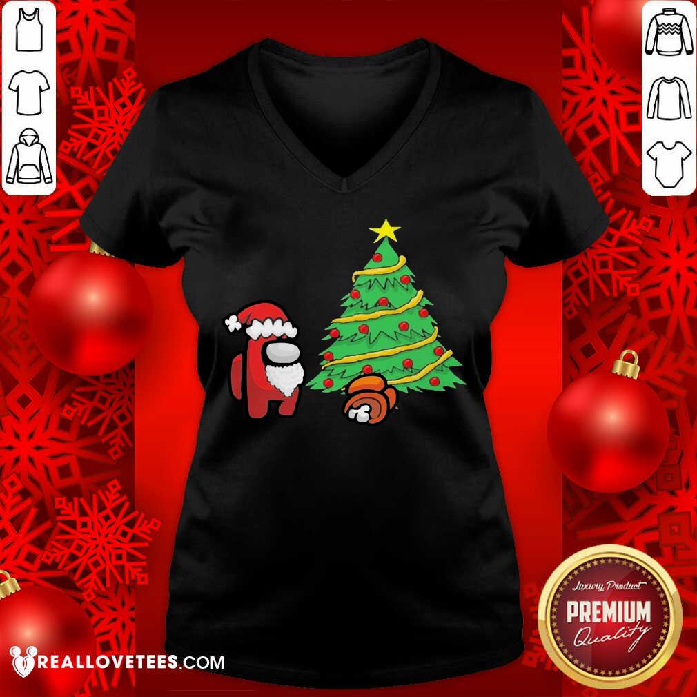 Pretty Among Us Hat Santa And Tree Pine Merry Christmas Shirt - Image 5