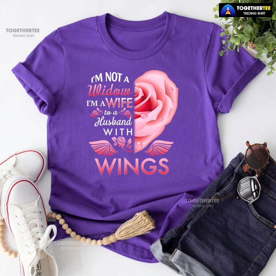 I’m Not A Widow I’m A Wife To A Husband With Wings T-Shirt - Image 7
