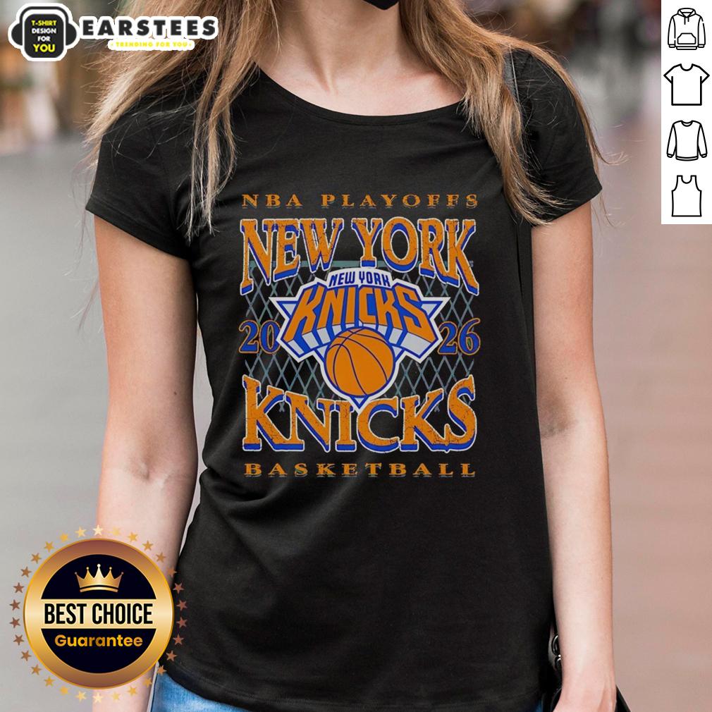 Pretty New York Knicks Basketball Nba Playoffs 2026 Retro Hoop T-Shirt - Image 3