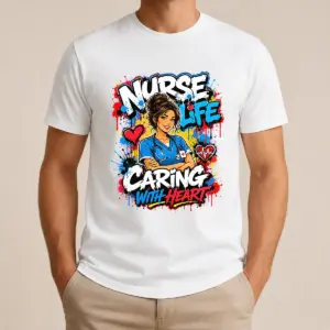 Nurse Life Caring With Heart Graffiti Shirt
