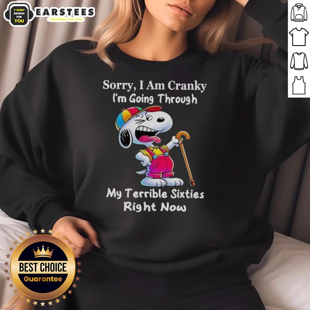 Awesome Snoopy Sorry I Am Cranky I'm Going Through My Terrible Sixties Right Now T-Shirt - Image 5