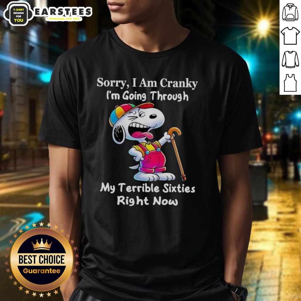 Awesome Snoopy Sorry I Am Cranky I'm Going Through My Terrible Sixties Right Now T-Shirt