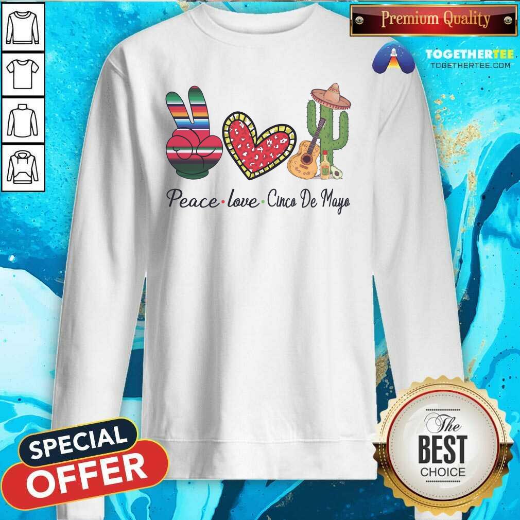 Colorful Peace Love Cinco De Mayo 2021 Mexican Party Shirt - Image 2