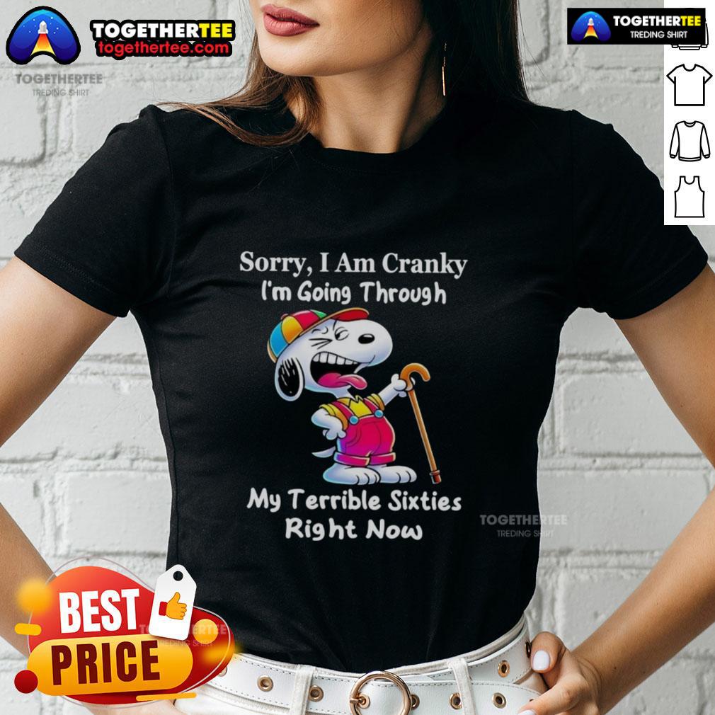 Good Snoopy Sorry I Am Cranky I'm Going Through My Terrible Sixties Right Now T-Shirt - Image 3