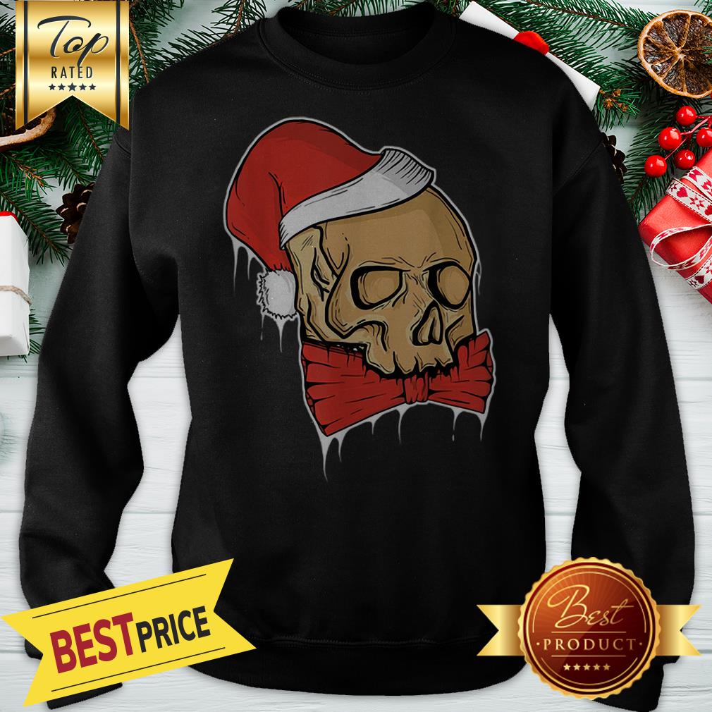Pretty Vintage Skull Christmas Santa Hat Funny Shirt - Image 4