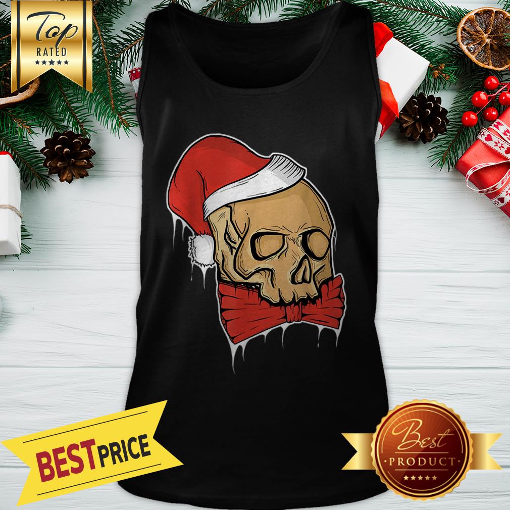 Pretty Vintage Skull Christmas Santa Hat Funny Shirt - Image 3